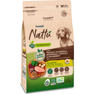 Ração Seca PremieR Nattú Mandioca para Cães Filhotes